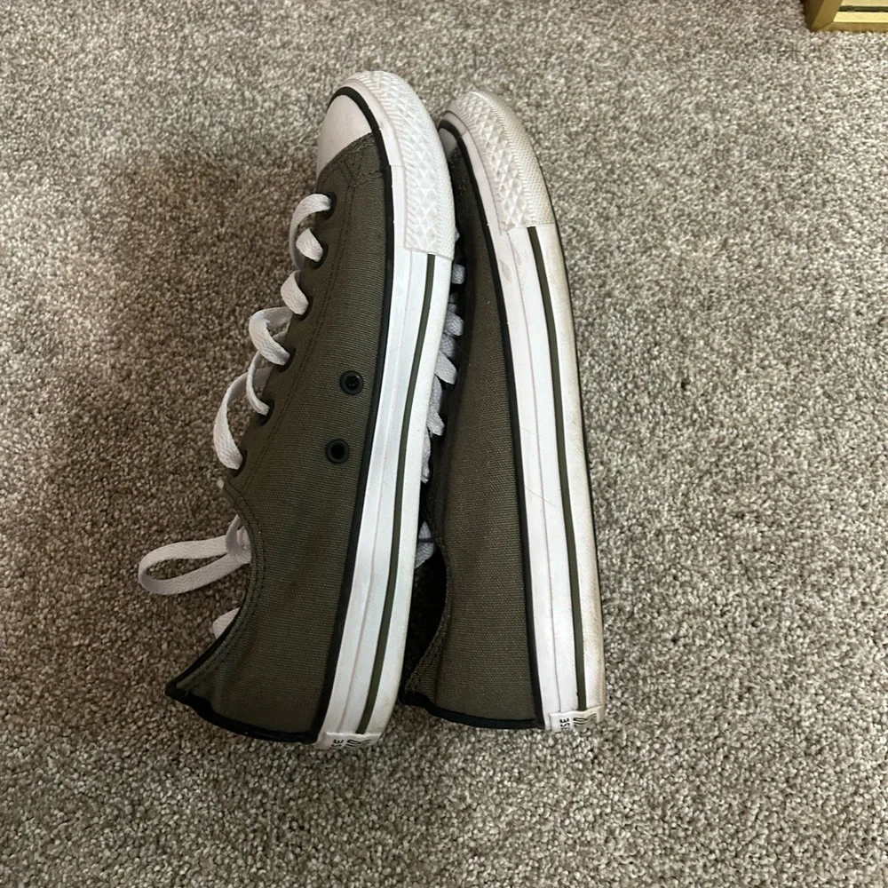 Converse Kids Olive Green Low Top Sneakers with White Trim